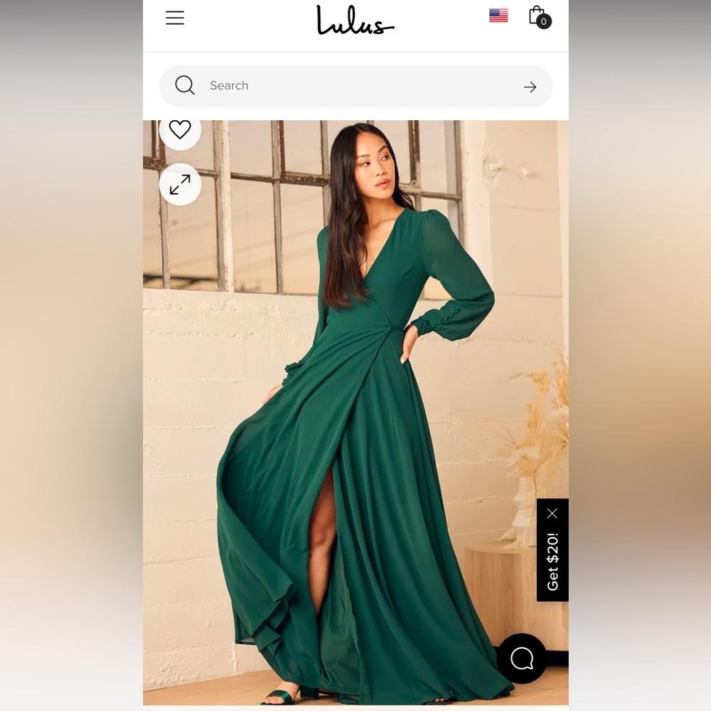 Emerald long sleeve maxi wrap dress
